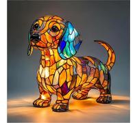 Dog Series Art Night Light,Cute Pet Dogs Themed LED Table Lamps,Stained Resin French Bulldog Tabletop Night Light,Fun Gift for Dog Lovers,Vintage Animal Home Decor