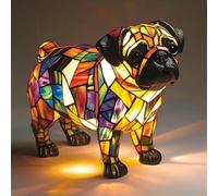 Dog Series Art Night Light,Cute Pet Dogs Themed LED Table Lamps,Stained Resin French Bulldog Tabletop Night Light,Fun Gift for Dog Lovers,Vintage Animal Home Decor
