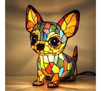Dog Series Art Night Light,Cute Pet Dogs Themed LED Table Lamps,Stained Resin French Bulldog Tabletop Night Light,Fun Gift for Dog Lovers,Vintage Animal Home Decor