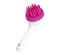 Dog Shampoo Brush, Puppy Scalp Massager, 7.48x2.95x3.54 Inches Lightweight Design Long Handle Exfoliator, Rubber Soothing Brushing Head, Grooming Scrubber for Dogs and Cats