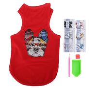 Dog Shirt Adorable Bulldog Pattern Puppy Sweatshirt Rhinestone Painted Pet Vest for Doggie Wearing Soft Elastic Material Easy Pullover Design for Maltese Pomeranian (M)