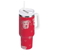 Dog Simple Line Art - Bicchiere sottovuoto da 1180 ml, con coperchio con cannuccia, in acciaio inox, bocca larga, 1,18 l, tazza da caffè per acqua, tè freddo o caffè
