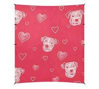 Dog Simple Line Art Valentine Cartoon pieghevole Beach Cabana UPF50+, facile da installare, parasole per esterni, con sacchi di sabbia e pala, per campeggio, picnic, cortile e pesca