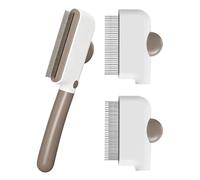 Dog Slicker Brush - 7.87 Inch Pet Grooming Comb With 3 Replaceable Brush Heads | Detangles Removes Loose Hair | Massage Flea Removal Multi Functional Grooming For Cat Dog. Abs Stainless Steel,150g.