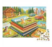 Dog Storybook Puzzle for Anziani 1000 Pezzi Riciclabile Whimsical Books Puzzle Accessori per Gioco di Puzzle Impossibile Difficile e Stimolante Activity 52x38cm/1000pcs