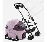 Dog Stroller for Medium Dogs, Pet Carriage Stroller for Small Medium Dogs/Cats, Dog Pram Cat Strollers Premium Pet Pushchair Detachable Carrier Trolley with Cup Holder(Pink)