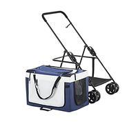 Dog Strollers for Small Dogs Clearance, Lightweight Dog Stroller for 2 Dogs Cats Puppy & Kitten, Breathable Pram Pet Stroller for Cat, Dog and More, Foldable Carrier Cart(Dark Blue)