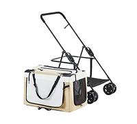 Dog Strollers for Small Dogs Clearance, Lightweight Dog Stroller for 2 Dogs Cats Puppy & Kitten, Breathable Pram Pet Stroller for Cat, Dog and More, Foldable Carrier Cart(Khaki)