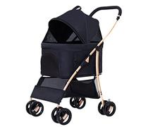 Dog Strollers for Small Medium Dogs, Travel Large Space Cat Stroller Outdoor Buggy 4 Wheel Pet Stroller Lightweight Folding Detachable Dog Prams Pushchairs for Small Dogs(Nero)