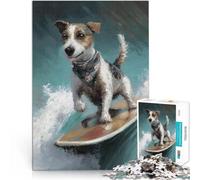 Dog Surfing puzzle 1000 pezzi per adulti Giocattoli che creano dipendenza e sfidano l'intelligenza del cervello con pezzi completamente interconnessi di forma casuale 38x26cm