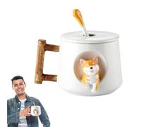 Dog Tag - Funny Ceramic Coffee Cup con coperchio e cucchiaio | Tazza di design per cani 3d da 420 ml per tè, latte, cioccolato, succo di succo, tazza da regalo per animali per gli amanti dei cani, bev