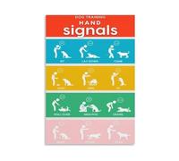 Dog Training Hand Signals Chart Poster Canvas Wall Art for Dog Owners Obedience Training Guide(Unframed,16X24inch(40X60cm))