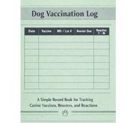Dog Vaccination Log: A Simple Record Book for Tracking Canine Vaccines, Boosters, and Reactions