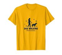 Dog Walking Professional: Logo del Servizio di Cura degli Animali Domestici Maglietta, Uomo, Oro Brillante, XXL