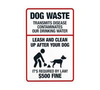 Dog Waste Contaminates Our Drinking Water Its Required By Law $500 Segnale di avvertimento di fine, Clean Up Dog Poop Security Segnali in metallo per la sicurezza della parete della casa aziendale