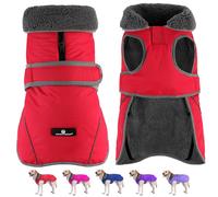 Dogcheer Cappotto invernale per cani, natalizio per cani, impermeabile, per il freddo, riflettente, caldo, dolcevita, in pile, per cani di taglia piccola, media e grande (rosso, S)
