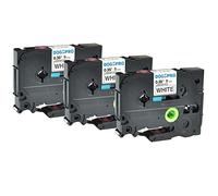 DogePro 3x Nastro per etichette 12mm X 8m Nero su Bianco per Brother Eletronic Labelling TZ-231 TZe-231 P-Touch P300BT H200 1000 1010 H105 H110 D210 D400VP E100 H107B