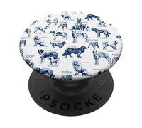 Doggie Disegni con nomi francesi Grafica blu e bianca PopSockets PopGrip Adesivo