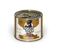 DOGGY Dog Paté cinghiale e cuori di pollame, 6 x 200 g, cibo umido per cani, senza cereali con olio di salmone, mangime completo con patate e barbabietole, prodotto in Germania