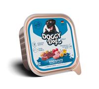 DOGGY Dog Paté Manzo & Tacchino, 10 x 150 g, cibo umido per cani, senza cereali, con olio di salmone e cozze verdi con patate e pomodoro, prodotto in Germania