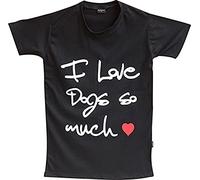 Doggy Dolly TH002 - Maglietta "I love dogs so much", taglia XL, colore: Nero