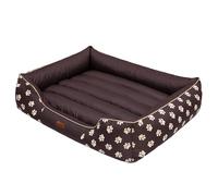 DOGGY Hobbydog Cuccia per Cani, in Resistente Tessuto Cordura, Taglia L, Marrone con Impronte di Zampe