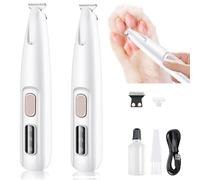 DoggyKings Paw Trimmer, Doggykings 3 in 1 Electric Dog Trimmer, Rechargeable Waterproof with LED Light, Low Noise for Trimming Dog's Hair Around Paws, Eyes, Ears, Face, Rump (DoggyKings 2 Pcs)