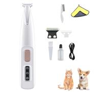 Doggykings - Taglierina elettrica 3 in 1 per cani e gatti, ricaricabile, impermeabile, con luce LED, a basso rumore, per cani e gatti (bianco + lama di ricambio)