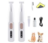 Doggykings - Taglierina elettrica 3 in 1 per cani e gatti, ricaricabile, impermeabile, con luce LED, a basso rumore, per cani e gatti (2 pezzi, bianco)