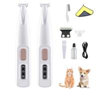 Doggykings - Taglierina elettrica 3 in 1 per cani e gatti, ricaricabile, impermeabile, con luce LED, a basso rumore, per cani e gatti (2 pezzi bianchi + lama di ricambio)