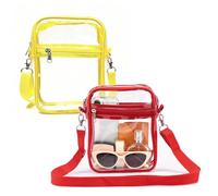 dogmoon Borsa a tracolla trasparente, 2 pezzi, borsa a tracolla trasparente con tracolla regolabile, borsa trasparente per concerti e stadio, borsa a tracolla trasparente, 2 pezzi giallo + rosso