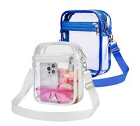 dogmoon Borsa a tracolla trasparente, 2 pezzi, borsa a tracolla trasparente con tracolla regolabile, borsa trasparente per concerti e stadio, borsa a tracolla trasparente