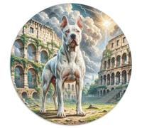 Dogo Argentino 1000 Pezzis Puzzle Rotondo Per Bambini Animali Di Tutto Il Mondo Per Regali Educativi Difficile E Impossibile Idea Regalo Per Lei O Lui 1000pcs (67.5x67.5cm)