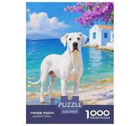 Dogo Argentino Puzzle,Adatto Per Adulti E Bambini 1000 Pezzi Cute Pet Divertimento Sfidante Giochi Di Divertimento Decorazione Casa Unica 70x50cm