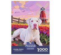 Dogo Argentino Puzzle,Adatto Per Adulti E Bambini 1000-piece Cute Pet Divertimento Sfidante Giochi Di Divertimento Decorazione Casa Unica 70x50cm