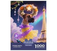 Dogo Argentino Puzzle,circolari Adatto Per Adulti E Bambini 1000 Pezzi Cute Pet Divertimento Sfidante Giochi Di Divertimento Giocattolo Unico 70x50cm