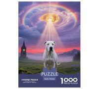 Dogo Argentino Puzzle,circolari Adatto Per Adulti E Bambini 1000 Pezzi Cute Pet Divertimento Sfidante Giochi Di Divertimento Giocattolo Unico 70x50cm