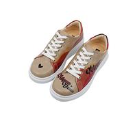 DOGO Femme Cuir Vegan Beige Baskets - Chaussures de Marche Confortables et Décontractées Faites à la Main, Arizona Dream Motif