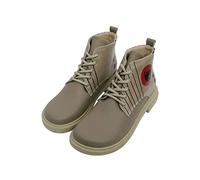 DOGO Femme Cuir Vegan Beige Bottines - Bottes de Mode Décontractées Confortables Faites à la Main, Dots and Cats Motif