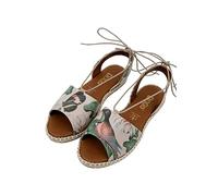 DOGO Femme Cuir Vegan Beige Sandales à Lacets - Sandales de Mode Décontractées Confortables Faites à la Main, Wings to Fly Motif