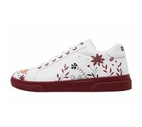 DOGO Femme Cuir Vegan Blanc Baskets - Chaussures de Marche Confortables et Décontractées Faites à la Main, Spirit Animal Motif