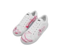 DOGO Femme Cuir Vegan Blanc Baskets - Pink Paradise Motif
