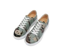 DOGO Femme Cuir Vegan Bleu Baskets - Panda Hug Motif