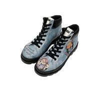 DOGO Femme Cuir Vegan Bleu Bottes - Bottes de Mode Décontractées Confortables Faites à la Main, I Have Cattitude Motif