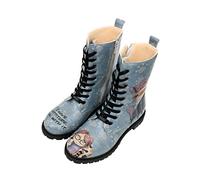 DOGO Femme Cuir Vegan Bleu Bottes Longues à Glissière - Bottes de Mode Décontractées Confortables Faites à la Main, I Have Cattitude Motif