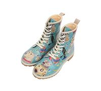 DOGO Femme Cuir Vegan Bleu Bottes Longues - Bottes de Mode Décontractées Confortables Faites à la Main, Madness Motif