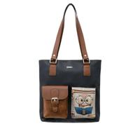 DOGO Femme Cuir Vegan Bleu Foncé Sac d'épaule - The Wise Owl Motif