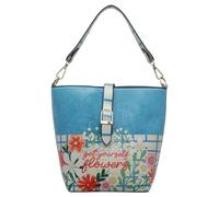 DOGO Femme Cuir Vegan Bleu Sac à Main - Get Yourself Flowers Motif