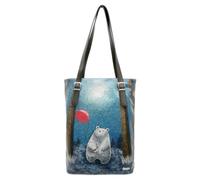 DOGO Femme Cuir Vegan Bleu Sac d'épaule - Bear With A Balloon Motif