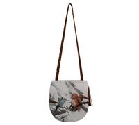 DOGO Femme Cuir Vegan Crème Fait Main et Mode Sac d'épaule - Chatting on a Branch Motif